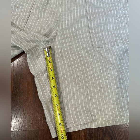 Lands’ End 100% Linen Women’s Plus 16 Beige Striped Pull On Shorts 9” Inseam - Picture 6 of 8